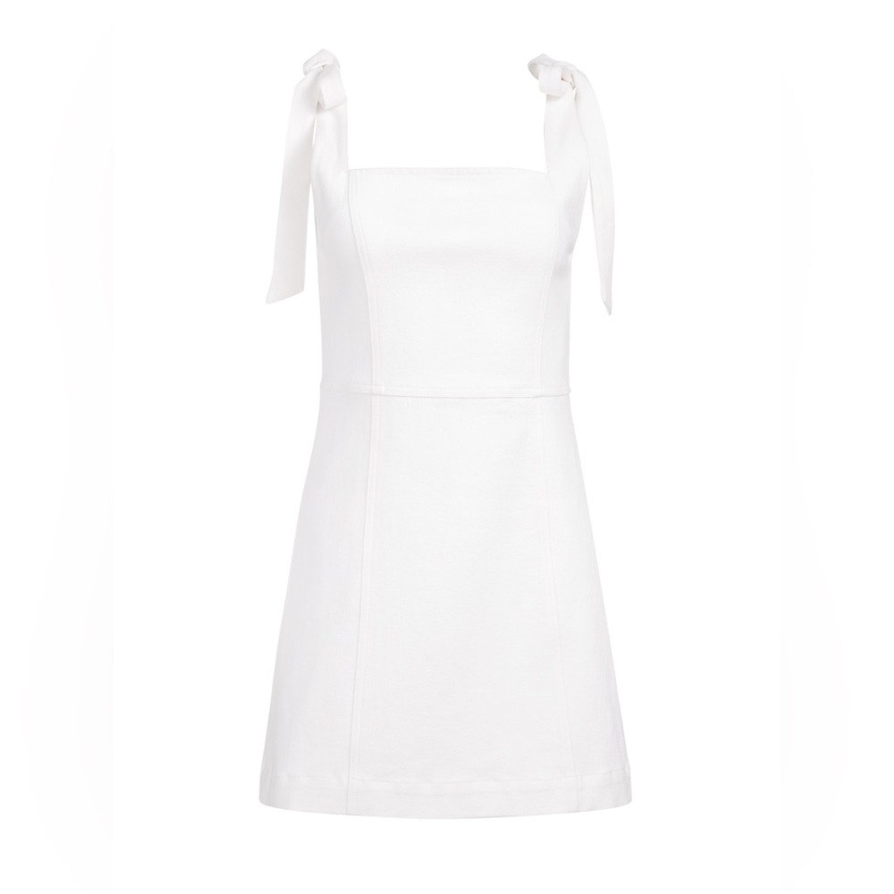 Alice + Olivia White Tie-Shoulder Mini Dress - Picture 4 of 8